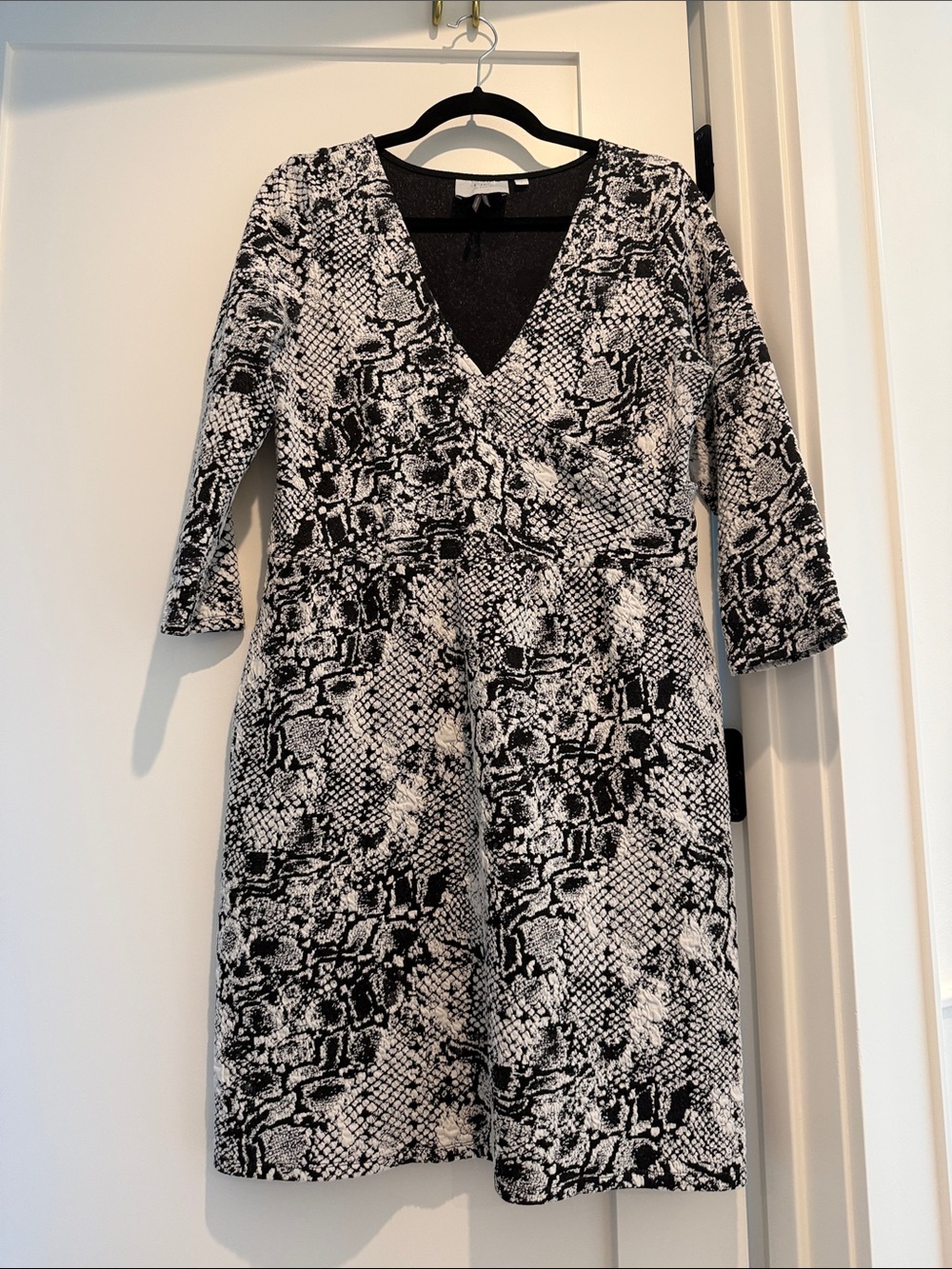 HD in Paris Black and White Snake-Print Wrap Dress